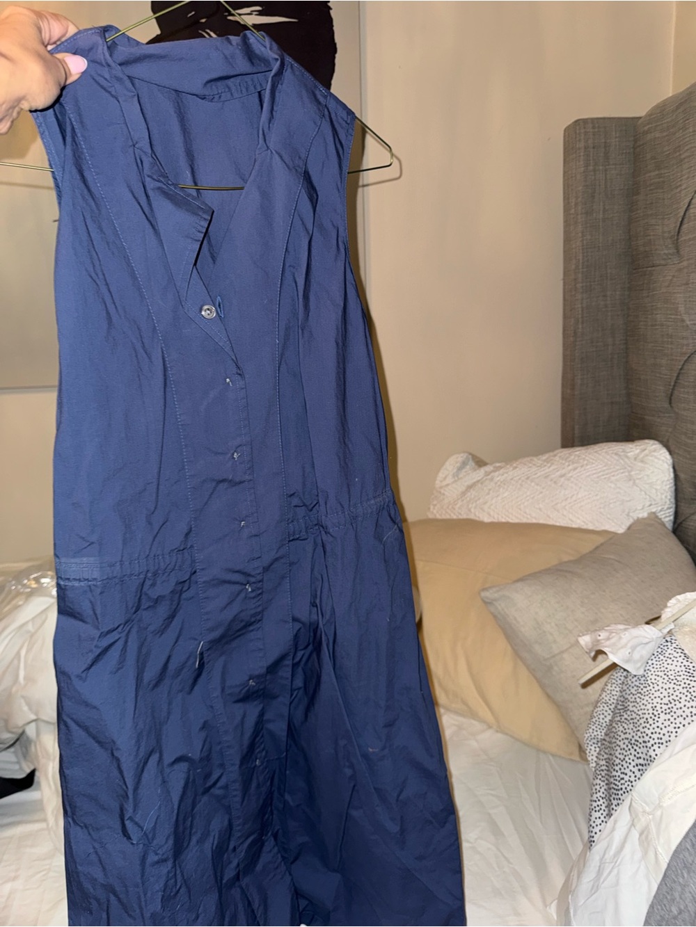 J. Crew Navy Blue Sleeveless Button-Front Dress